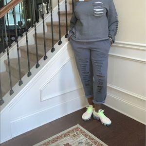 Distressed sweatsuit